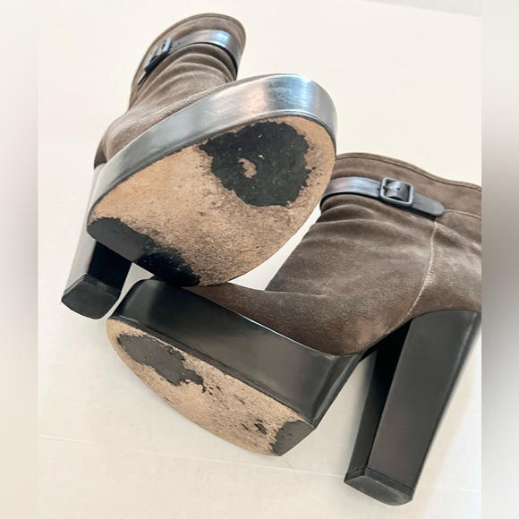 Balenciaga High Heel Booties Brown Suede Black Platform 41 - Picture 3 of 11
